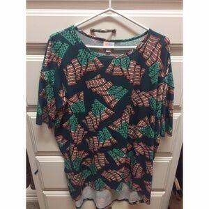 LuLaRoe - Teal & Rust 2017 Americana Flag Irma Tunic - M